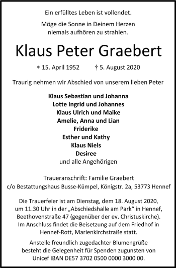 Anzeige von Klaus Peter Graebert von  Extra Blatt 