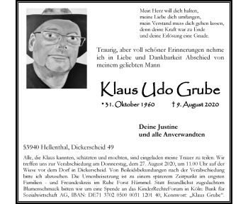 Anzeige von Klaus Udo Grube von  Kölner Wochenspiegel 