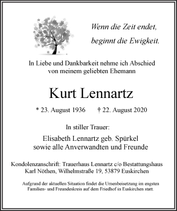 Anzeige von Kurt Lennartz von  Blickpunkt Euskirchen 