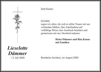 Anzeige von Lieselotte Dämmer von  Schaufenster/Blickpunkt 