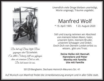 Anzeige von Manfred Wolf von  Werbepost 