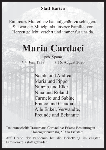 Anzeige von Maria Cardaci von  Werbepost 