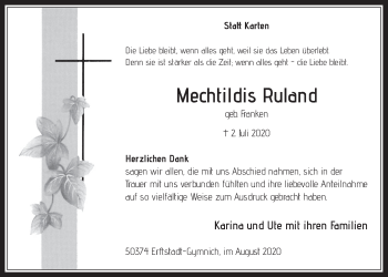 Anzeige von Mechtildis Ruland von  Werbepost 