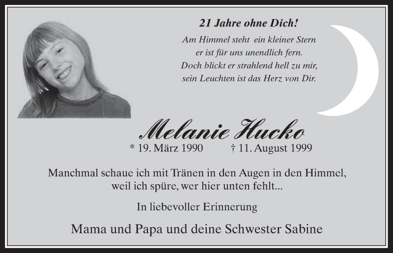  Traueranzeige für Melanie Hucko vom 18.07.2023 aus  Werbepost 