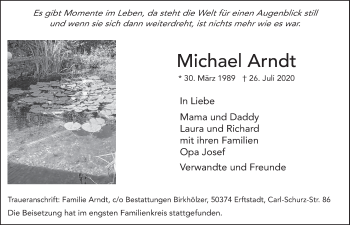 Anzeige von Michael Arndt von  Werbepost 