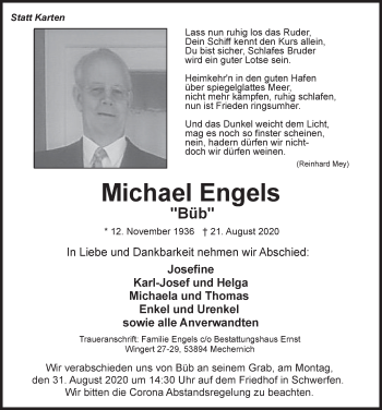 Anzeige von Michael Engels von  Blickpunkt Euskirchen 