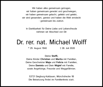 Anzeige von Michael Wolff von Kölner Stadt-Anzeiger / Kölnische Rundschau / Express