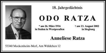 Anzeige von Oda Ratza von  Schaufenster/Blickpunkt 