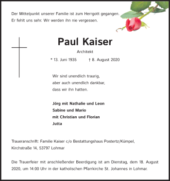 Anzeige von Paul Kaiser von Kölner Stadt-Anzeiger / Kölnische Rundschau / Express