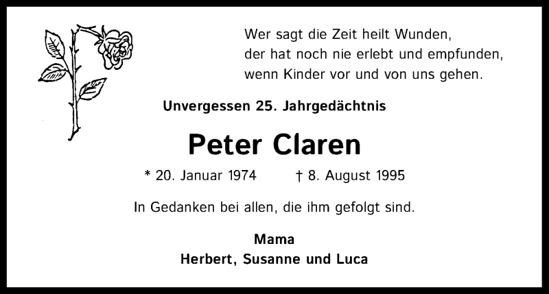  Traueranzeige für Peter Claren vom 08.08.2020 aus Kölner Stadt-Anzeiger / Kölnische Rundschau / Express
