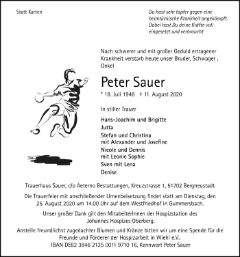 Anzeige von Peter Sauer von  Anzeigen Echo 