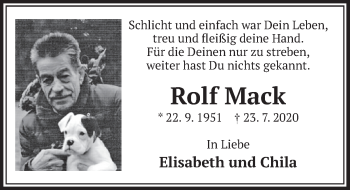 Anzeige von Rolf Mack von  Schlossbote/Werbekurier 