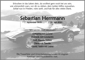 Anzeige von Sebastian Herrmann von  Lokalanzeiger 