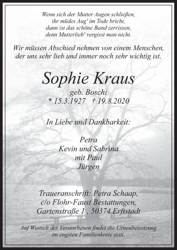 Anzeige von Sophie Kraus von  Werbepost 