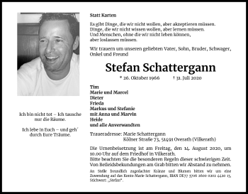 Anzeige von Stefan Schattergann von Kölner Stadt-Anzeiger / Kölnische Rundschau / Express