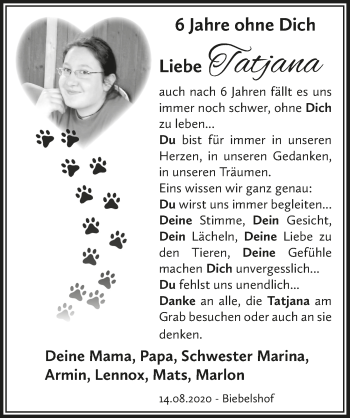 Anzeige von Tatjana  von  Lokalanzeiger 