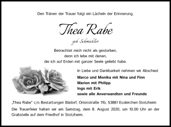 Anzeige von Thea Rabe von Kölner Stadt-Anzeiger / Kölnische Rundschau / Express