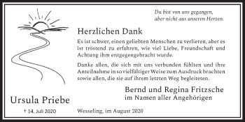 Anzeige von Ursula Priebe von  Extra Blatt 