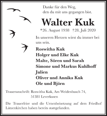 Anzeige von Walter Kuk von  Lokale Informationen 