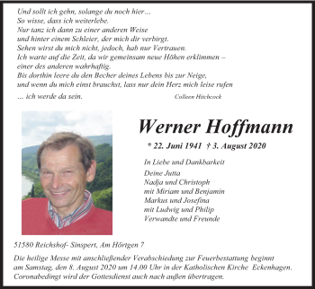 Anzeige von Werner Hoffmann von Kölner Stadt-Anzeiger / Kölnische Rundschau / Express