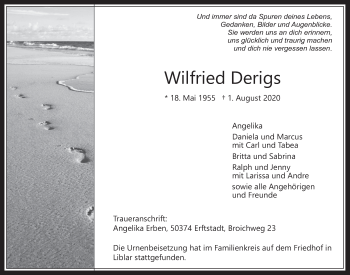 Anzeige von Wilfried Derigs von  Werbepost 