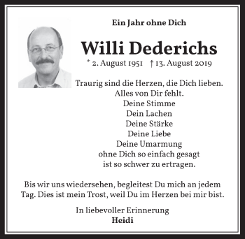 Anzeige von Willi Dederichs von  Werbepost 