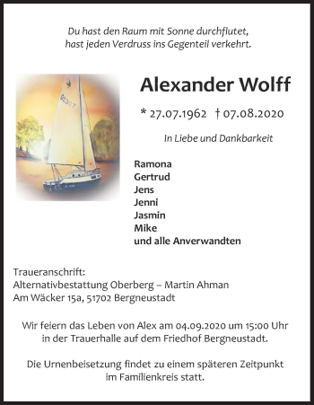 Anzeige von Alexander Wolff von Kölner Stadt-Anzeiger / Kölnische Rundschau / Express