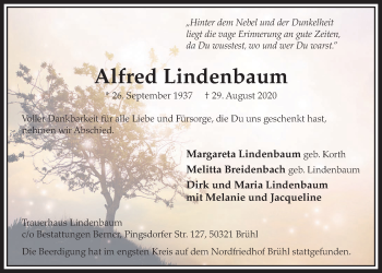 Anzeige von Alfred Lindenbaum von  Schlossbote/Werbekurier 