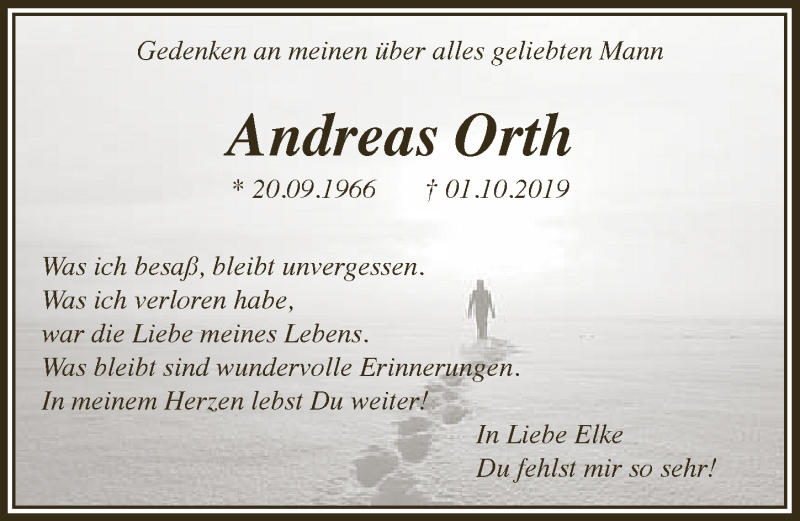  Traueranzeige für Andreas Orth vom 01.10.2020 aus  Lokale Informationen 