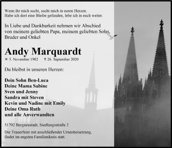 Anzeige von Andy Marquardt von  Anzeigen Echo 