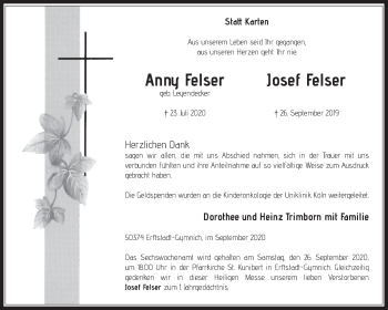 Anzeige von Anny Felser von  Werbepost 