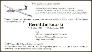 Anzeige von Bernd Jurkowski von  Lokalanzeiger 