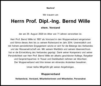 Anzeige von Bernd Wille von Kölner Stadt-Anzeiger / Kölnische Rundschau / Express