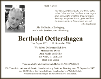 Anzeige von Berthold Oettershagen von  Lokalanzeiger 