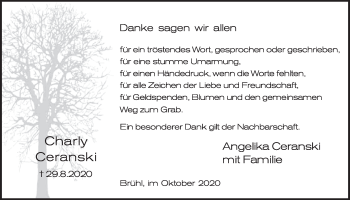 Anzeige von Charly Ceranski von  Schlossbote/Werbekurier 