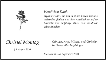 Anzeige von Christel Montag von  Anzeigen Echo 