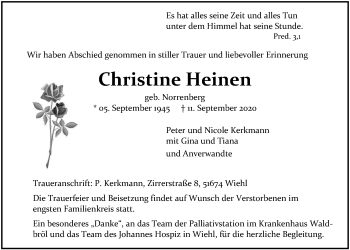 Anzeige von Christine Heinen von  Anzeigen Echo 
