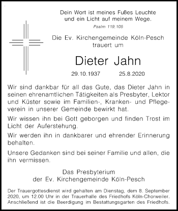 Anzeige von Dieter Jahn von Kölner Stadt-Anzeiger / Kölnische Rundschau / Express