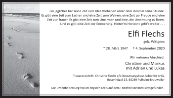 Anzeige von Elfi Flechs von  Wochenende 