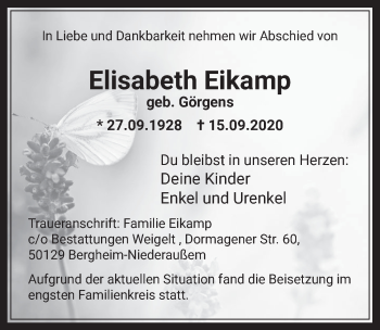 Anzeige von Elisabeth Eikamp von  Werbepost 