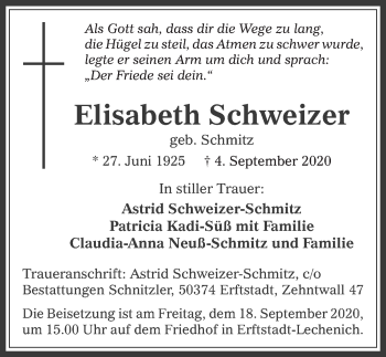 Anzeige von Elisabeth Schweizer von  Werbepost 