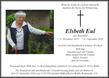 Anzeige von Elsbeth Eul von  Schlossbote/Werbekurier 
