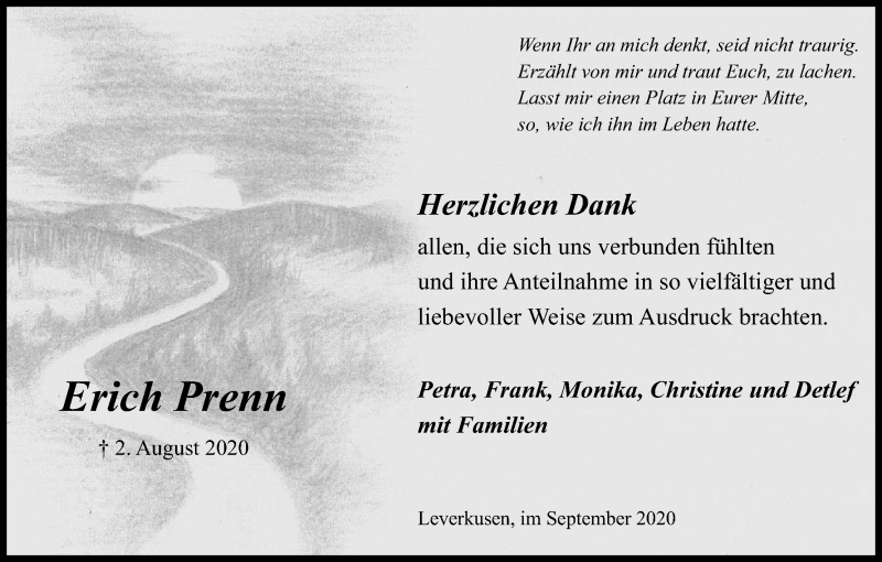  Traueranzeige für Erich Prenn vom 12.09.2020 aus Kölner Stadt-Anzeiger / Kölnische Rundschau / Express