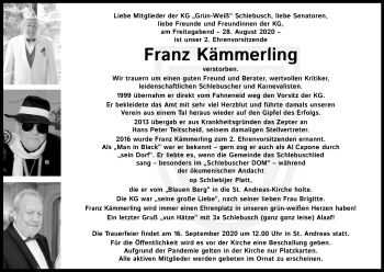 Anzeige von Franz Kämmerling von Kölner Stadt-Anzeiger / Kölnische Rundschau / Express