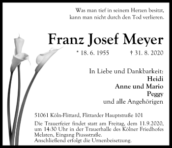 Anzeige von Franz Josef Meyer von Kölner Stadt-Anzeiger / Kölnische Rundschau / Express