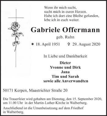 Anzeige von Gabriele Offermann von  Werbepost 