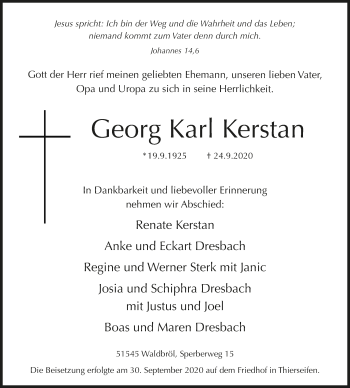 Anzeige von Georg Karl Kerstan von  Lokalanzeiger 