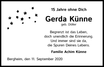 Anzeige von Gerda Künne von Kölner Stadt-Anzeiger / Kölnische Rundschau / Express