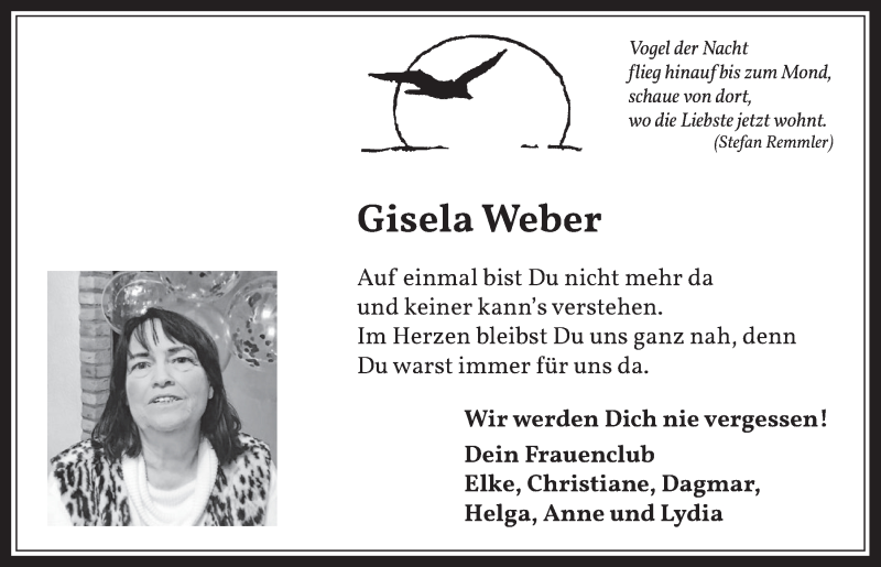  Traueranzeige für Gisela Weber vom 18.09.2020 aus  Werbepost 