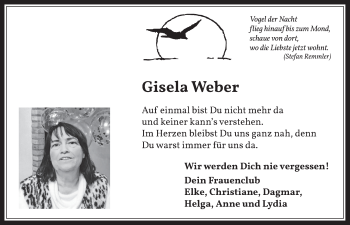 Anzeige von Gisela Weber von  Werbepost 